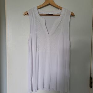Women's Cable & Gauge White Mesh Top